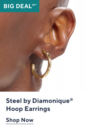 Steel by Diamonique 1 inch Sparkle Hoop Earrings