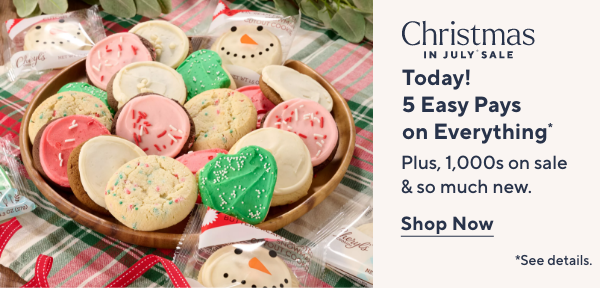 Christmas in July - Today! 5 Easy Pays on Everything