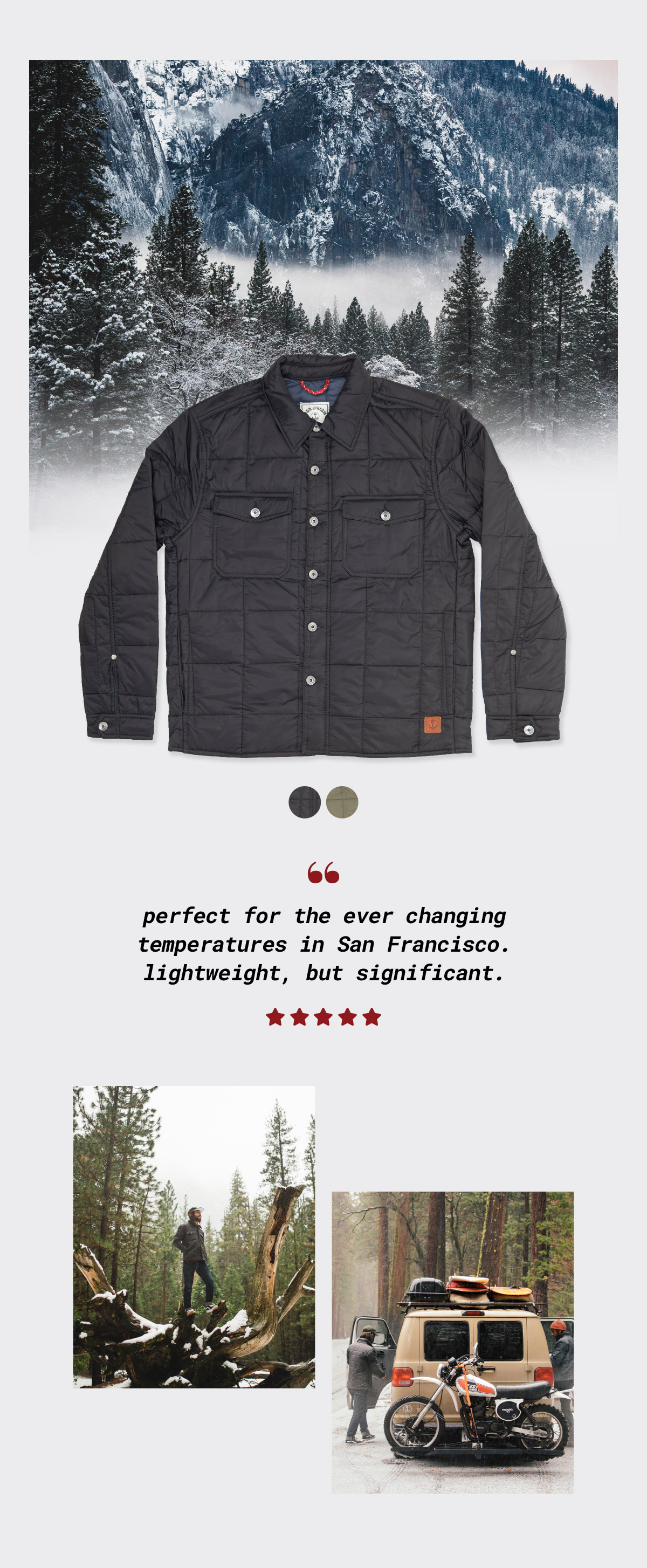  oo perfect for the ever changing temperatures in San Francisco. lightweight, but significant. 1 8. 8.8 