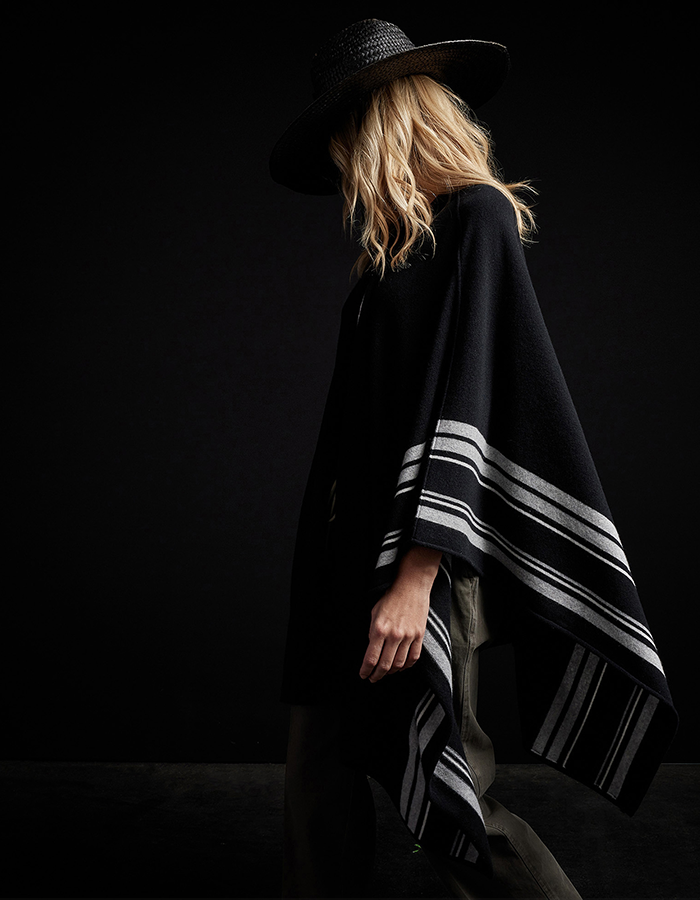 RECYCLED CASHMERE STRIPED PONCHO