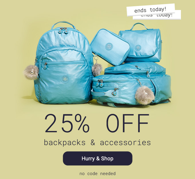 25% Off Backpacks & Accessories