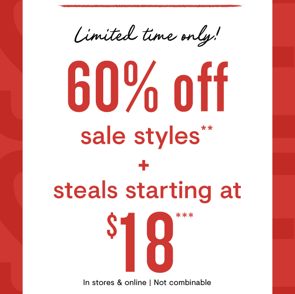 60% off Sale + $18 Steals