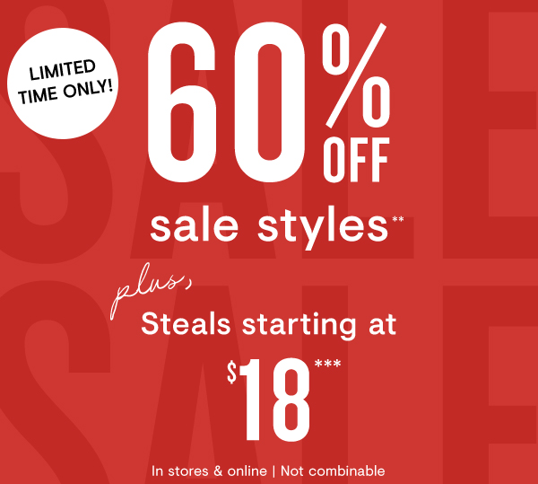 60% off Sale + $18 Steals