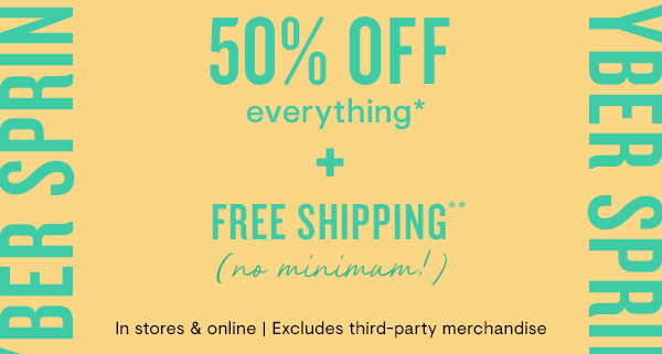 50% off + Free Shipping 