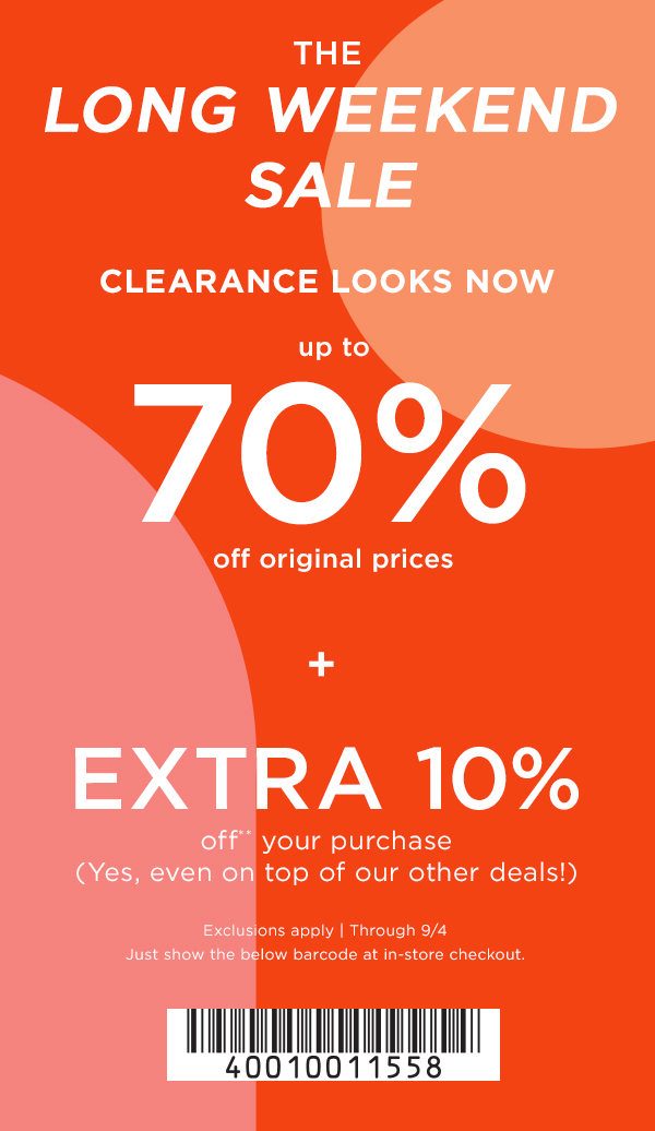 This Weekend: up to 70% OFF + EXTRA 10% OFF with your code! - Loft