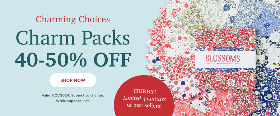 Charm Packs 40-50% Off. Shop now. Valid 7/21/24. Subject to change. While supplies last.