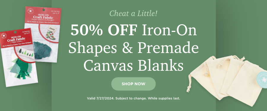 50% off iron-on shapes and premade canvas blanks. Shop now. Valid 7/27/24. Subject to change. While supplies last. 