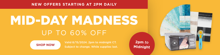  Mid-day Madness up to 60% off. Shop Now. Valid 8/15/24. Subject to change. While supplies last.