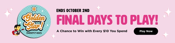 Golden Star Sweepstakes ends October 2nd. Play Now. 