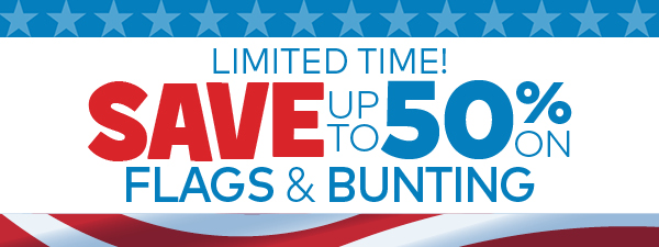 Save up to 50% on flags and bunting 