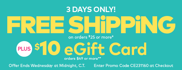 3 Days Only! Free Shipping