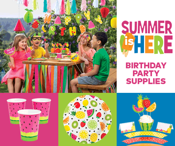Summer is here. Birthday party supplies.