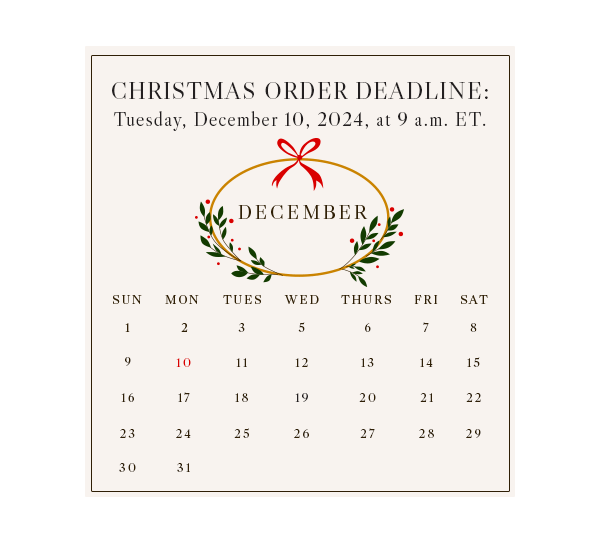 Christmas order deadline December 12