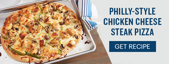 Get Philly-Style Chicken Cheese Steak Pizza Recipe