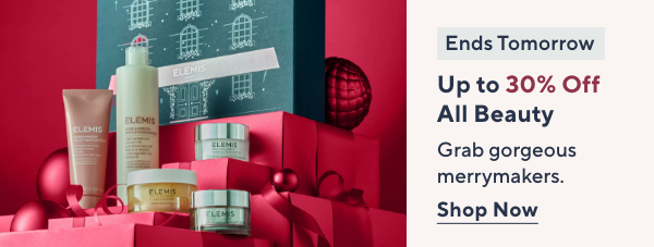 ends tomorrow_ up to 30% off all beauty