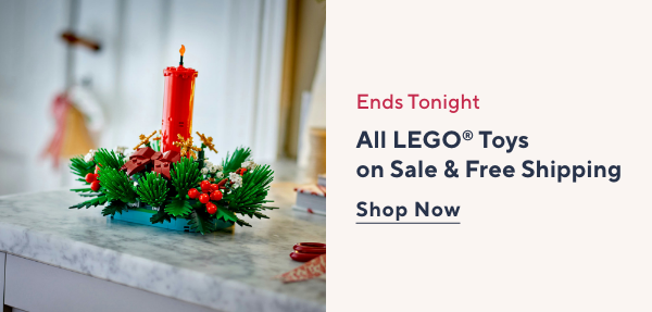 ends tonight, all lego toys on sale and free shipping