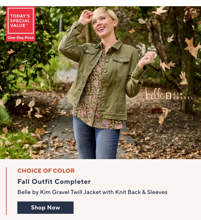 Belle by Kim Gravel Twill Jacket with Knit Back and Sleeves 