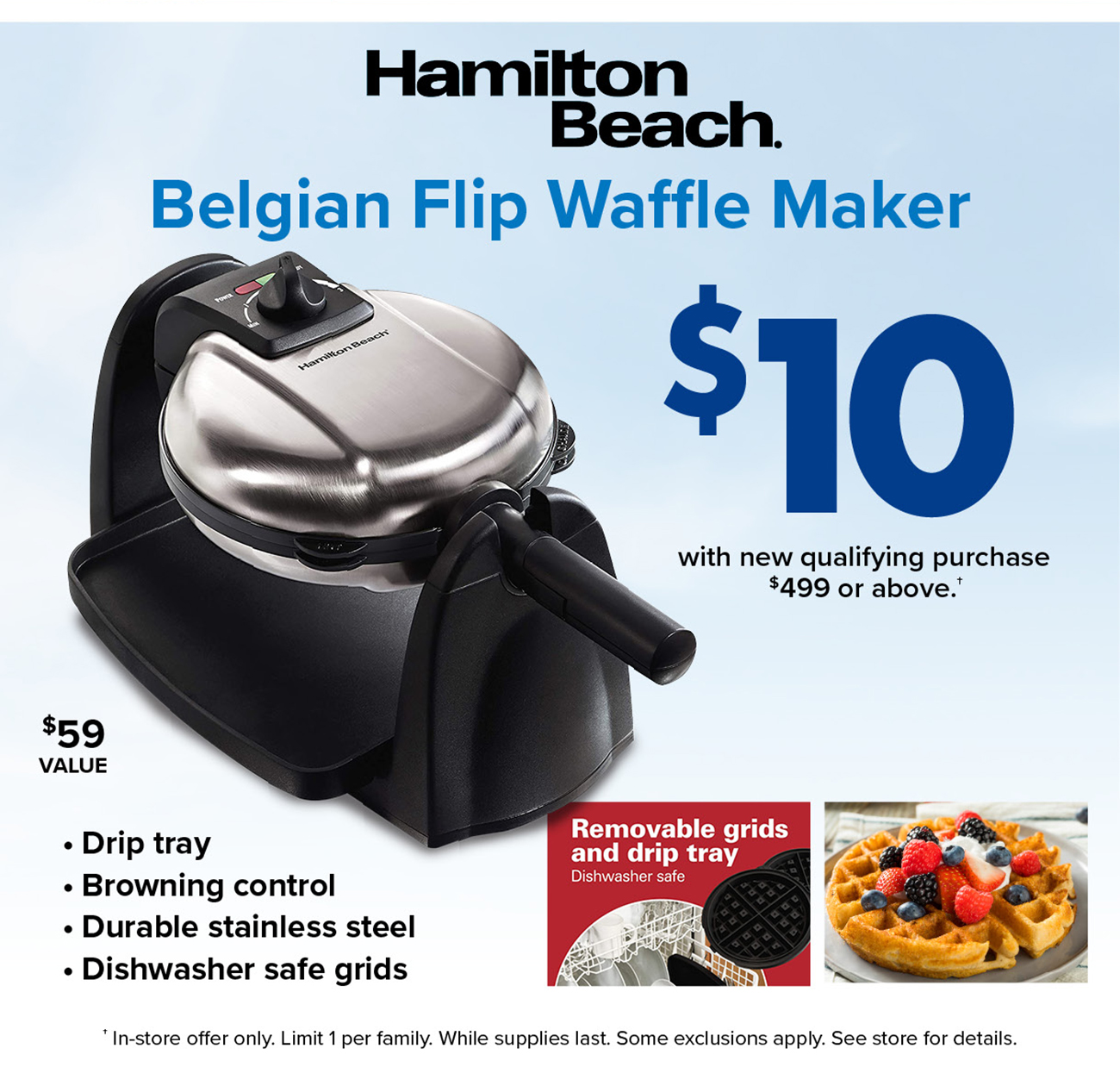 Hamilton Beach. Belgian Flip Waffle Maker