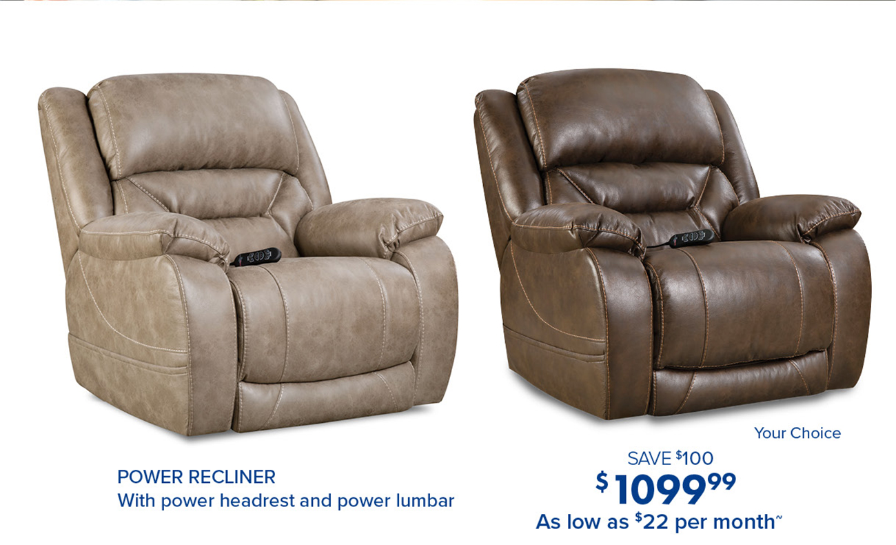 POWER RECLINER With power headrest and power lumbar