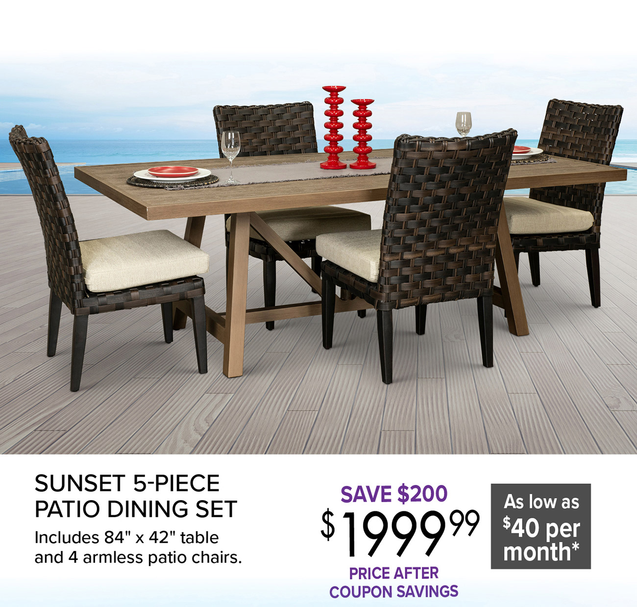 SUNSET 5-PIECE PATIO DINING SET