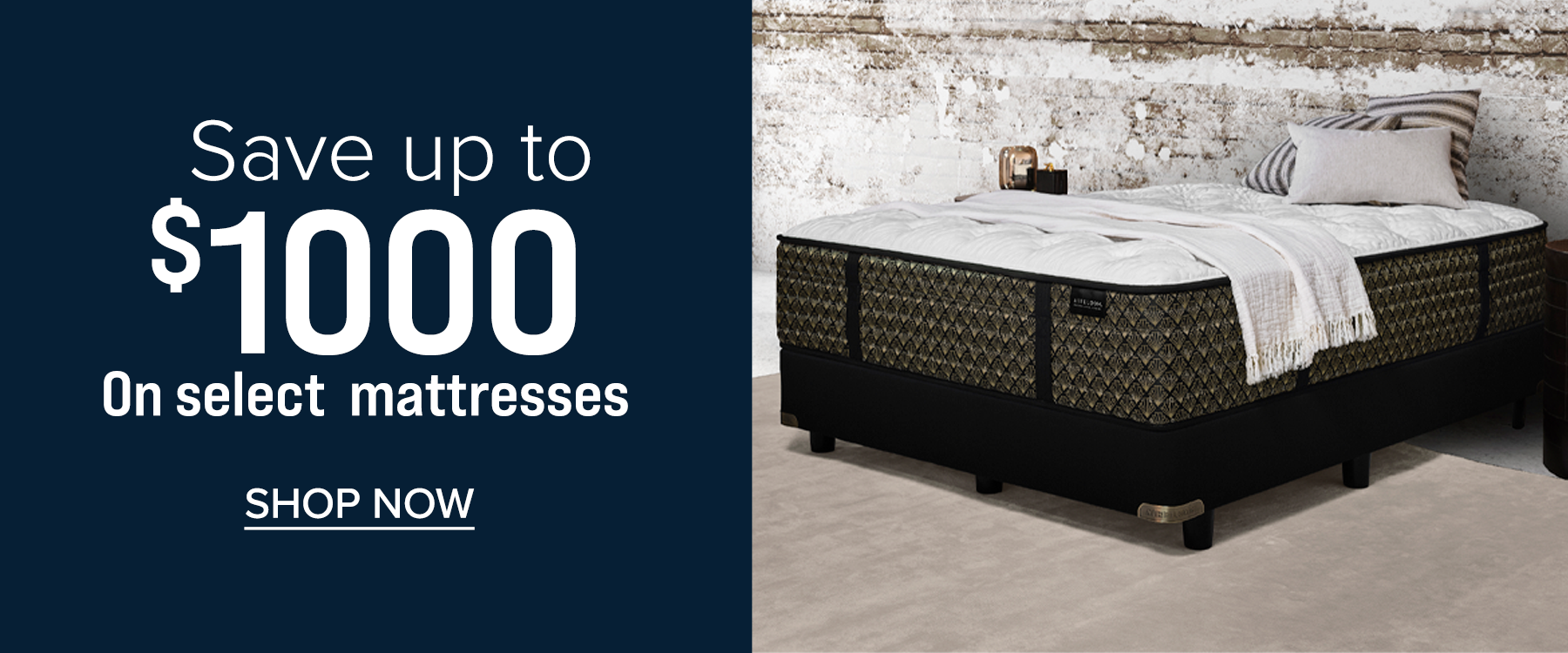 Save $1000 on Select Mattresses Stripe May 2025