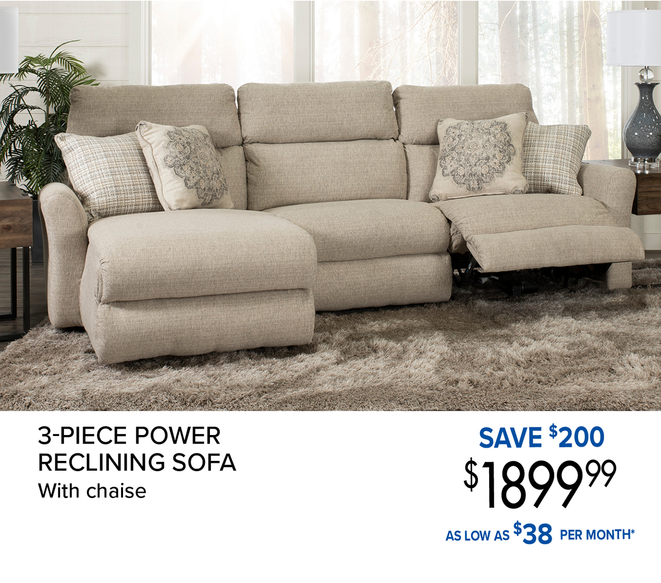 3-PIECE POWER RECLINING SOFA With chaise