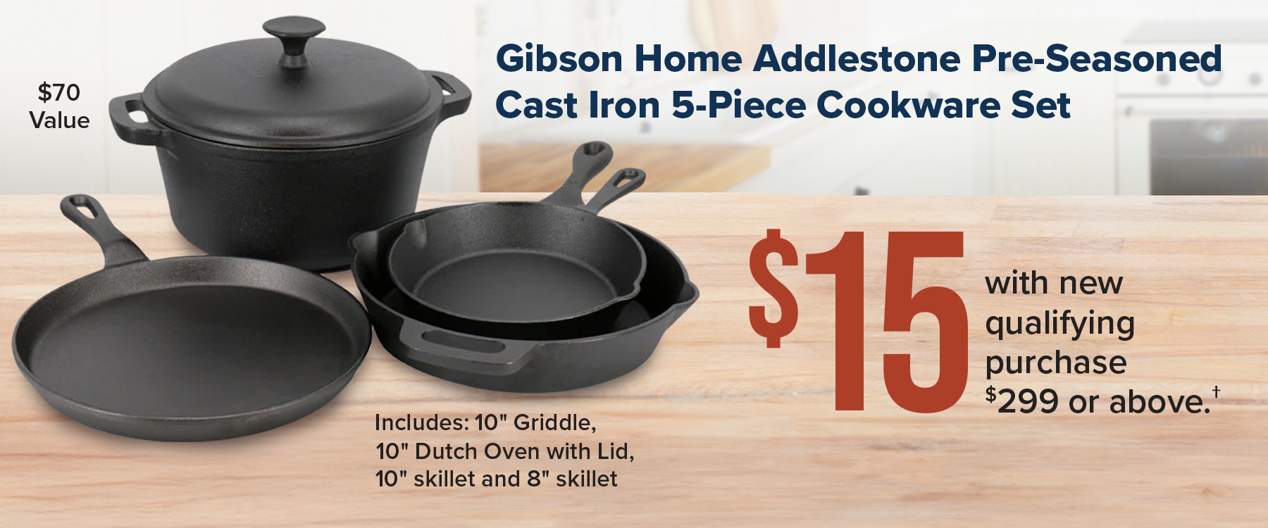 Gibson Cast Iron Pan Set Stripe July 2025