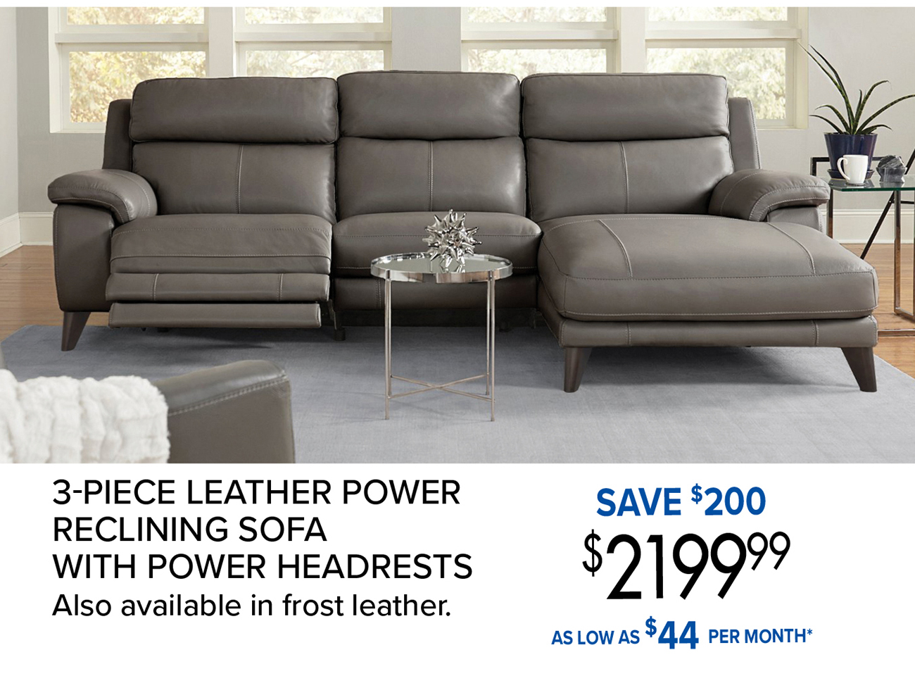 POWER RECLINING SOFA with power headrests.