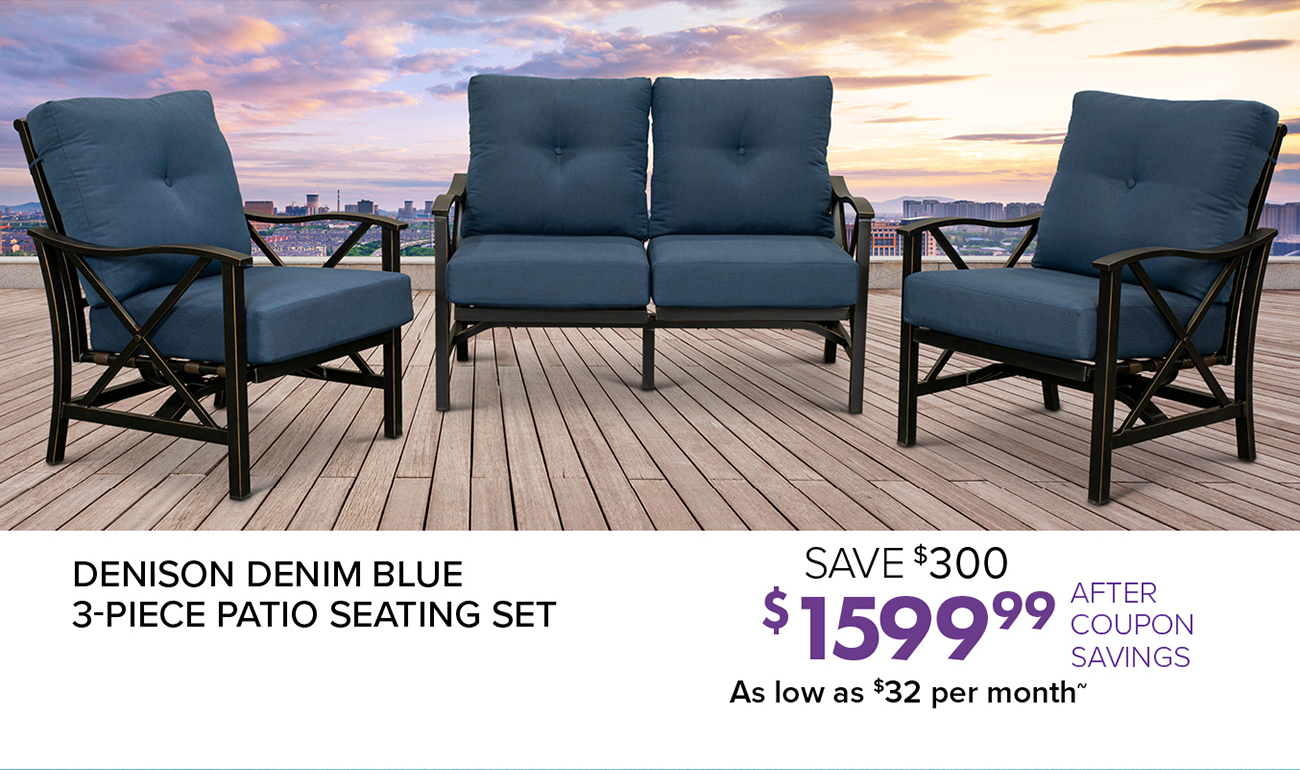 DENISON DENIM BLUE 3-PIECE PATIO SEATING SET