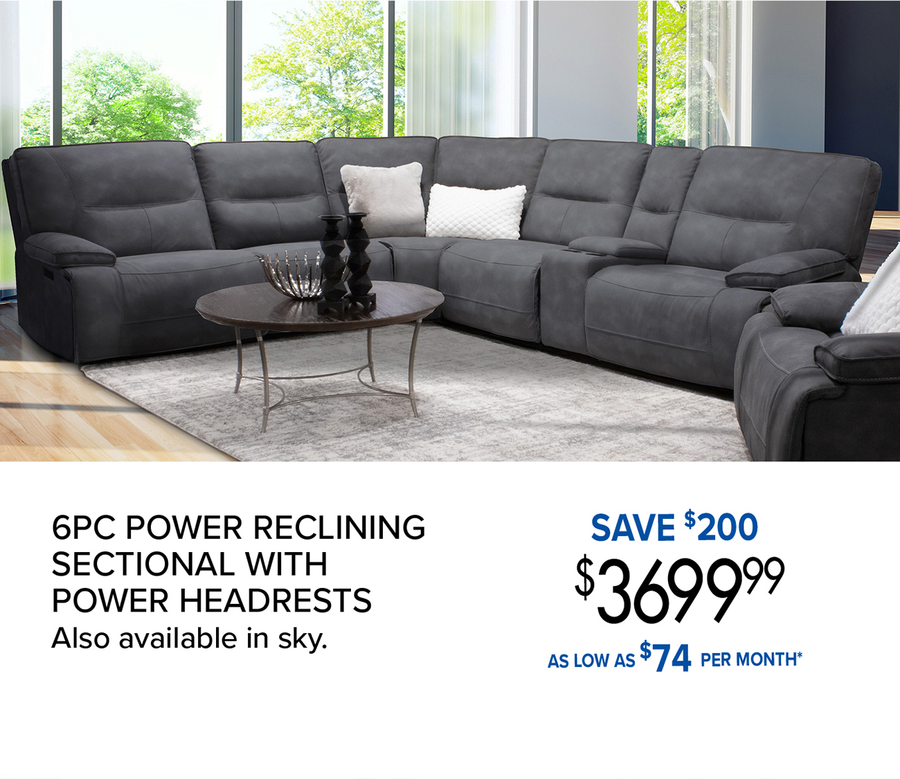 6PCS POWER RECLINING SOFA with power headrests.