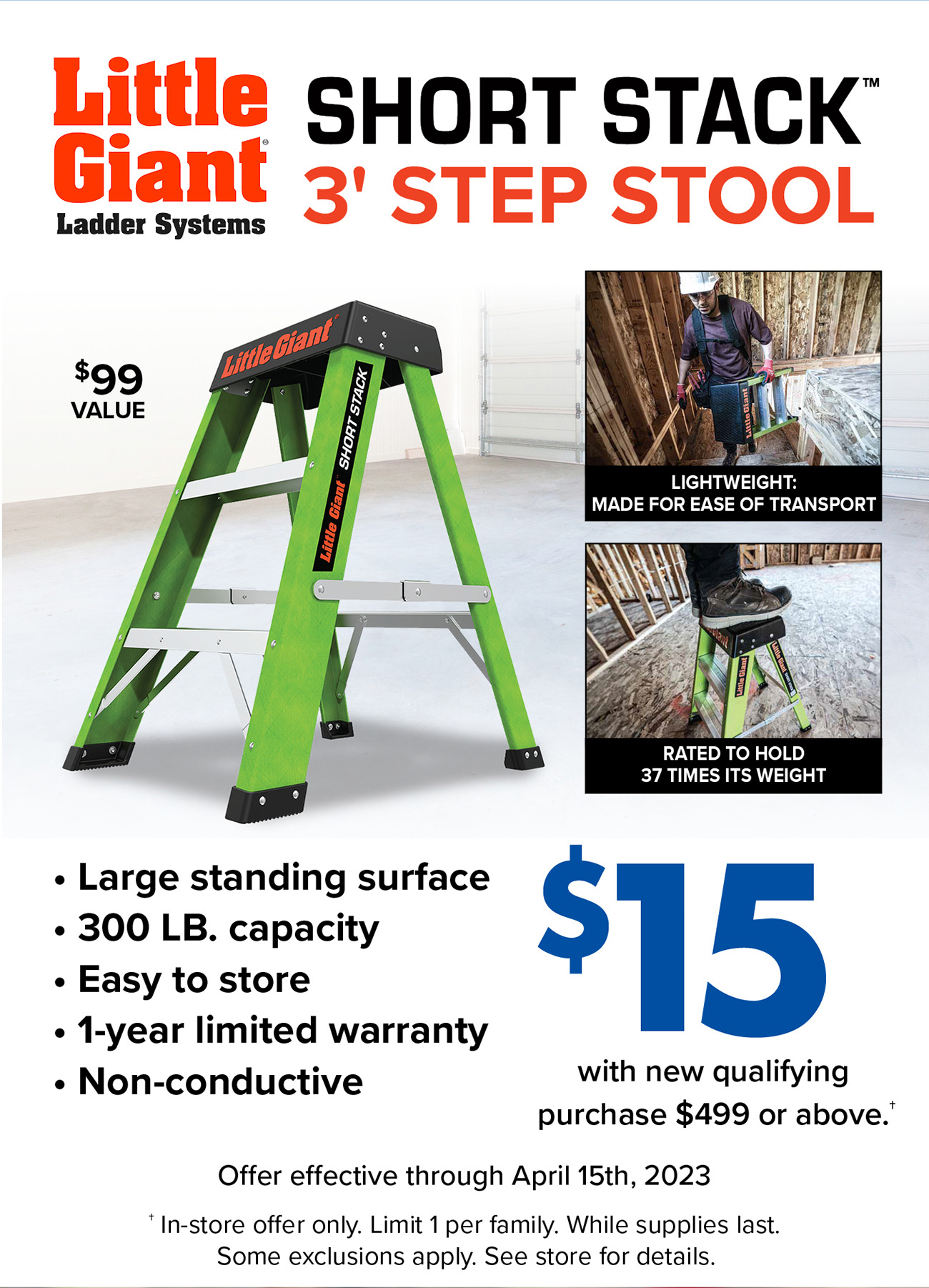 Little Giant Ladder Systems SHORT STACK 3' STEP STOOL