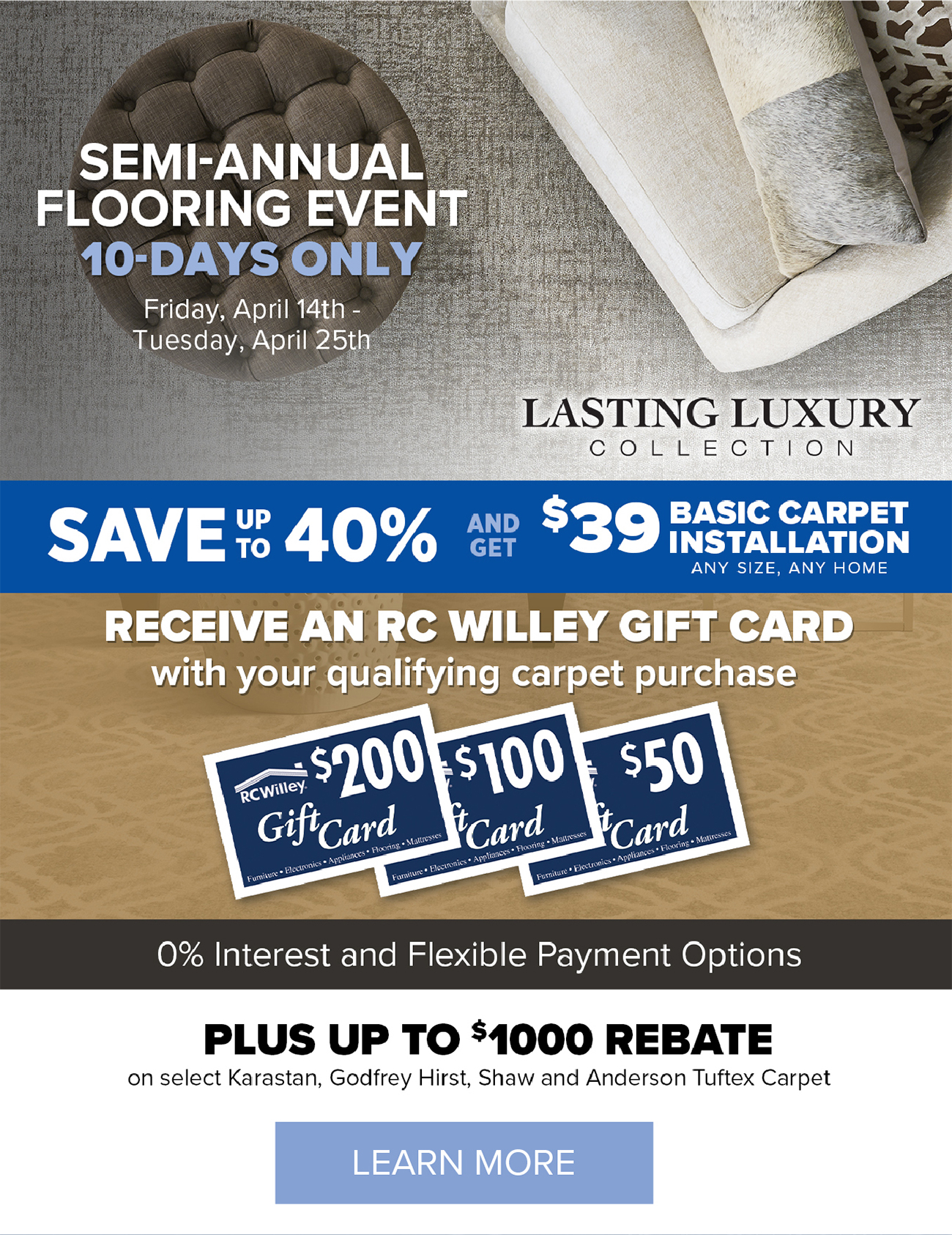 SEMI-ANNUAL FLOORING EVENT 10-DAYS ONLY