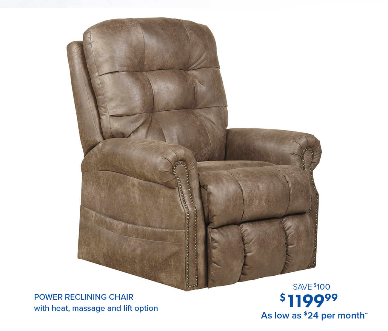 POWER RECLINING CHAIR with heat, massage and lift option