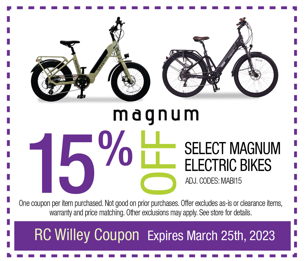 15% OFF SELECT MAGNUM ELECTRIC BIKES