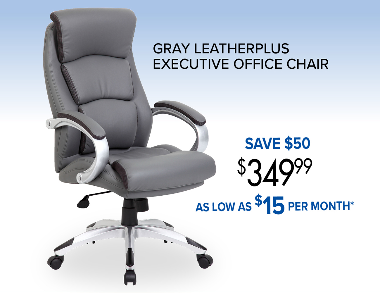 GRAY LEATHERPLUS EXECUTIVE OFFICE CHAIR