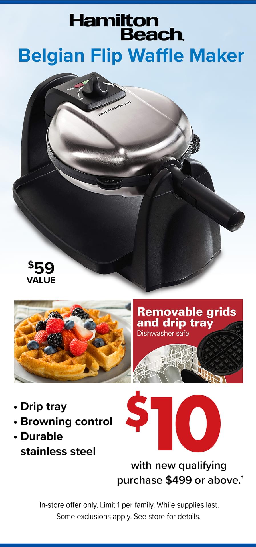 Hamilton Beach. Belgian Flip Waffle Maker