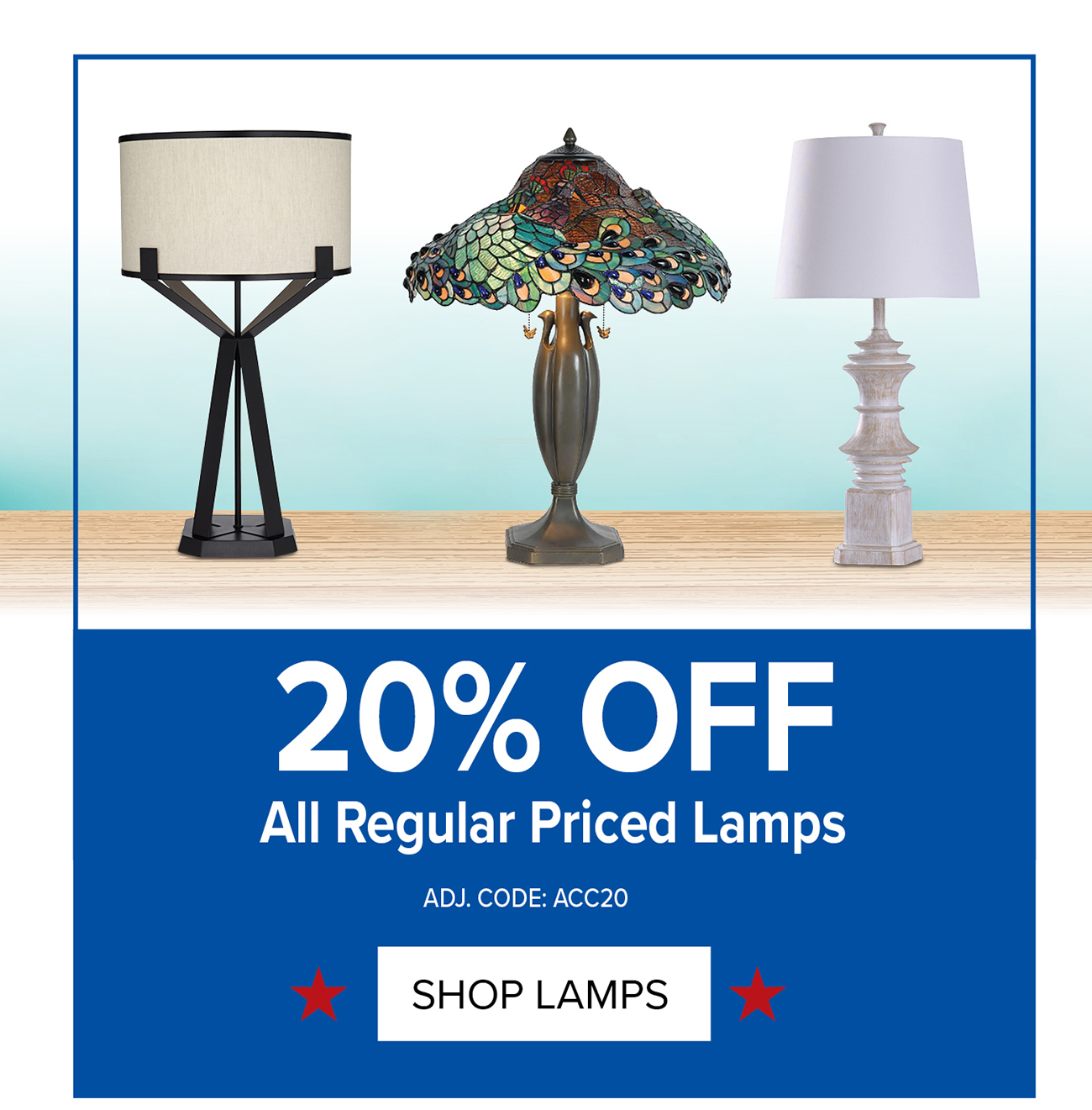 SHOP LAMPS AT 20% OFF ON ALL REULAR PRICE LAMPS