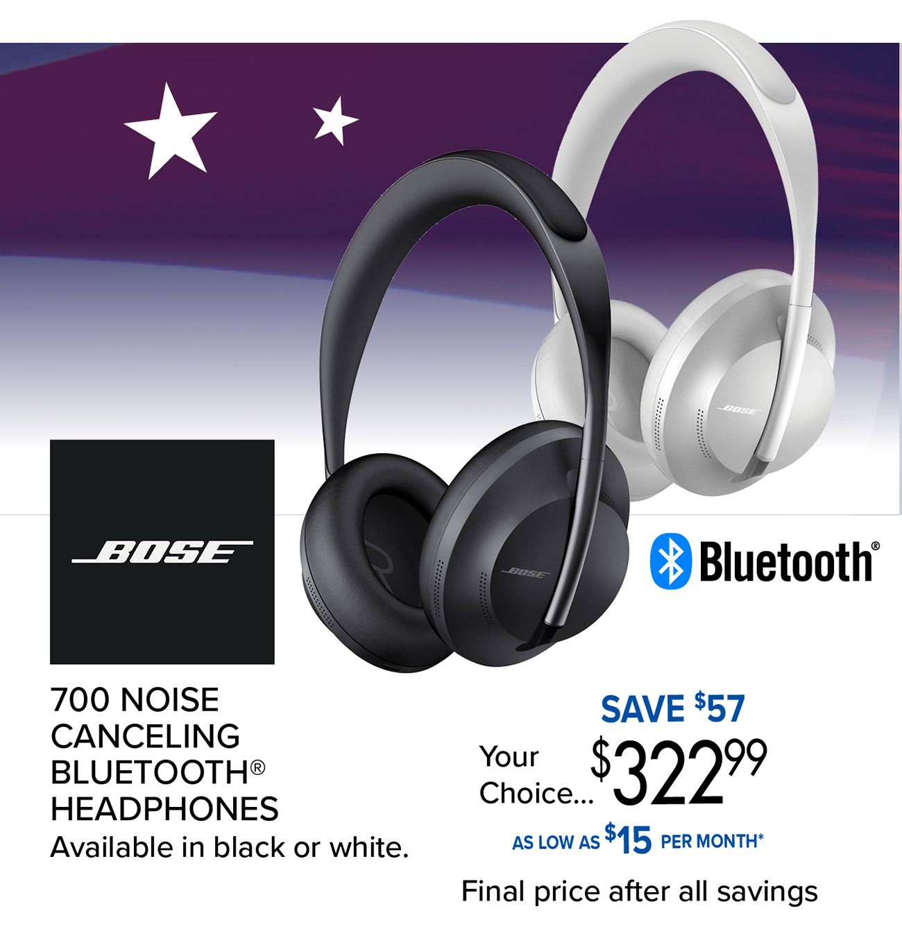 BOSE NOICE CANCELING BLUETOOTH HEADPHONES