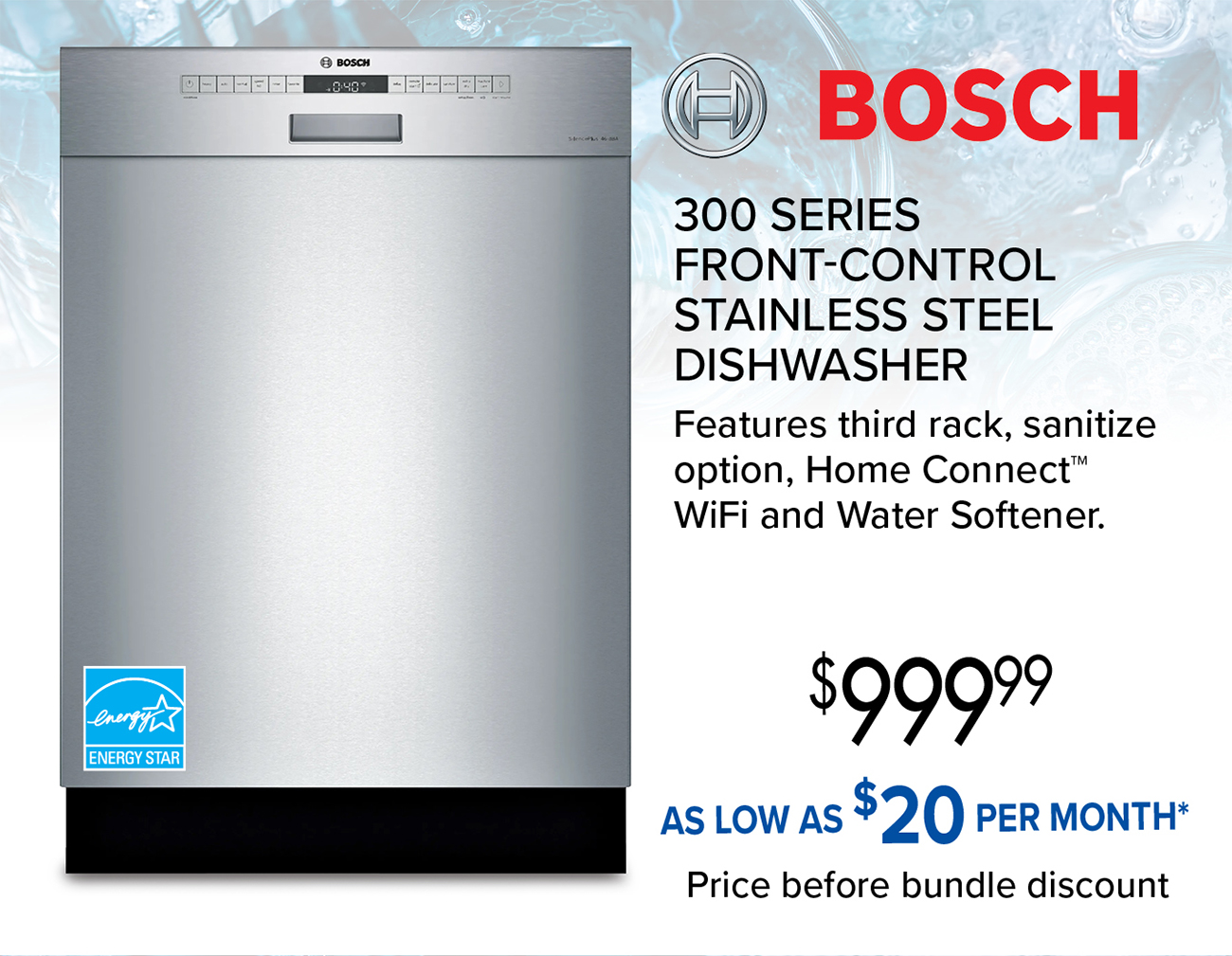 BOSCH 300 SERIES FRONT-CONTROL STAINLESS STEEL DISHWASHER