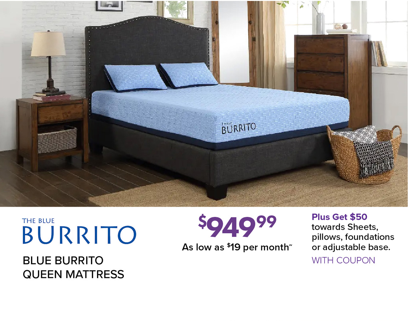 BLUE BURRITO QUEEN MATTRESS