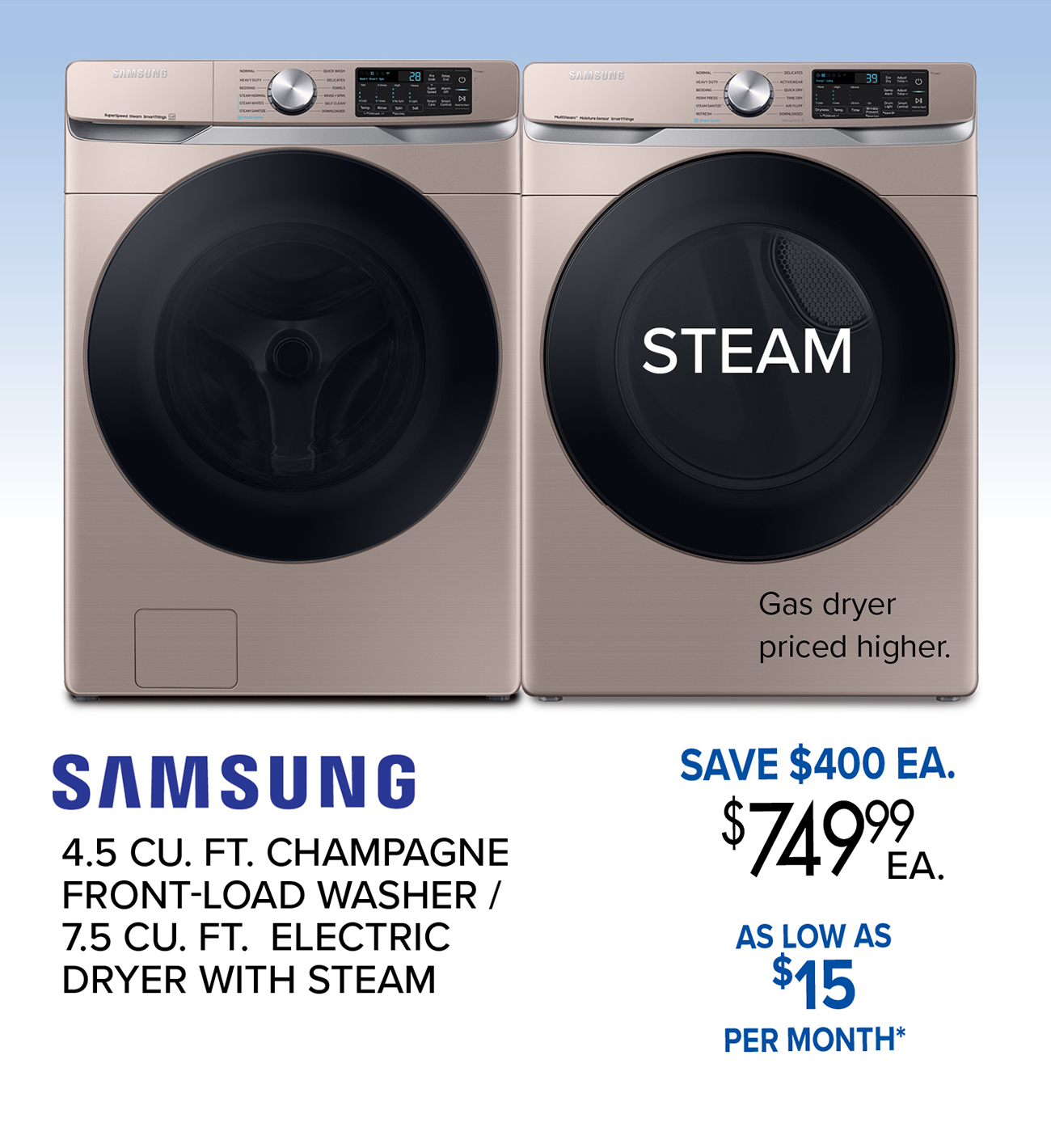 7.5 CU. FT. ELECTRIC DRYER WITH STEAM