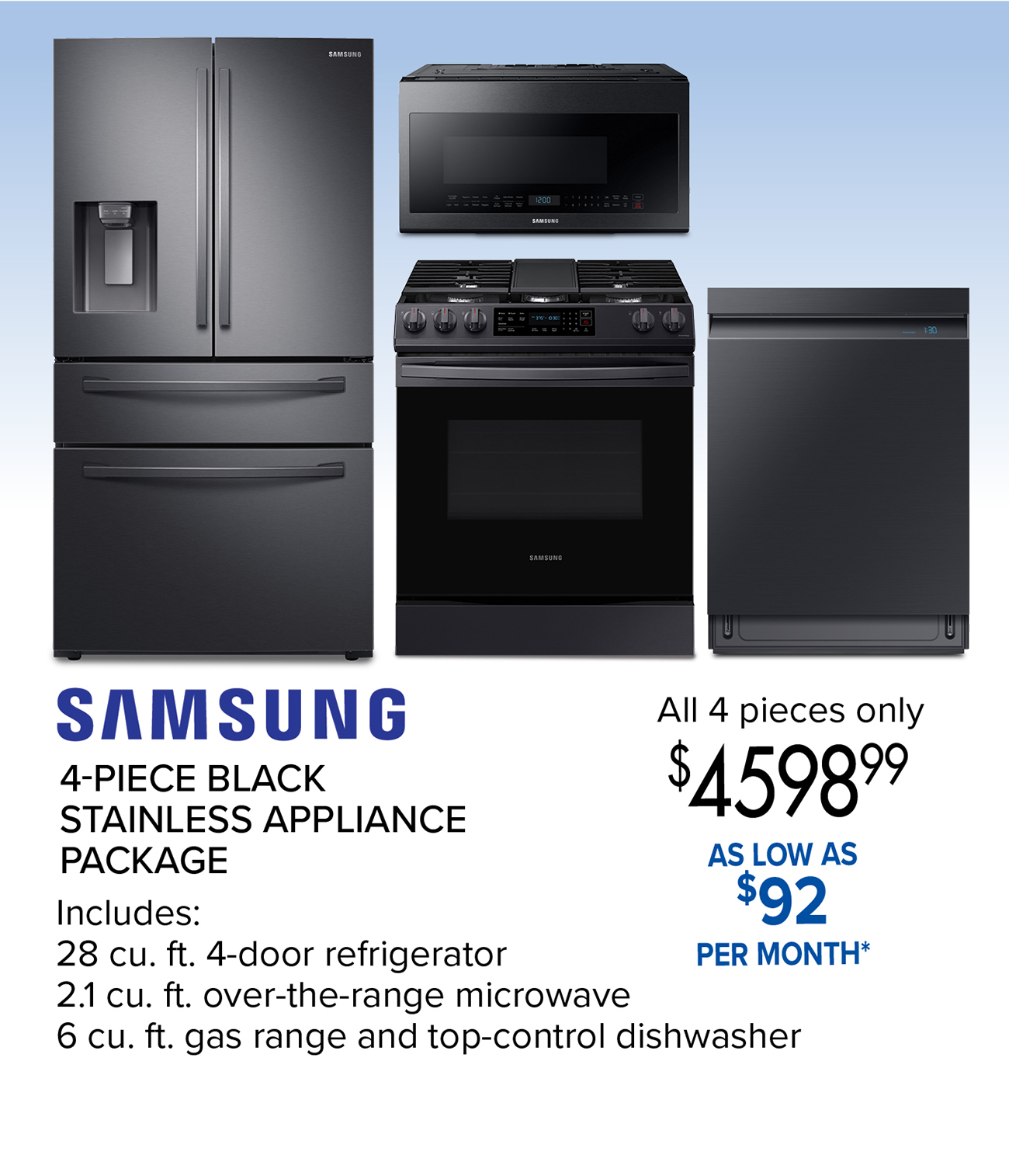 4-PIECE BLACK STAINLESS APPLIANCE PACKAGE