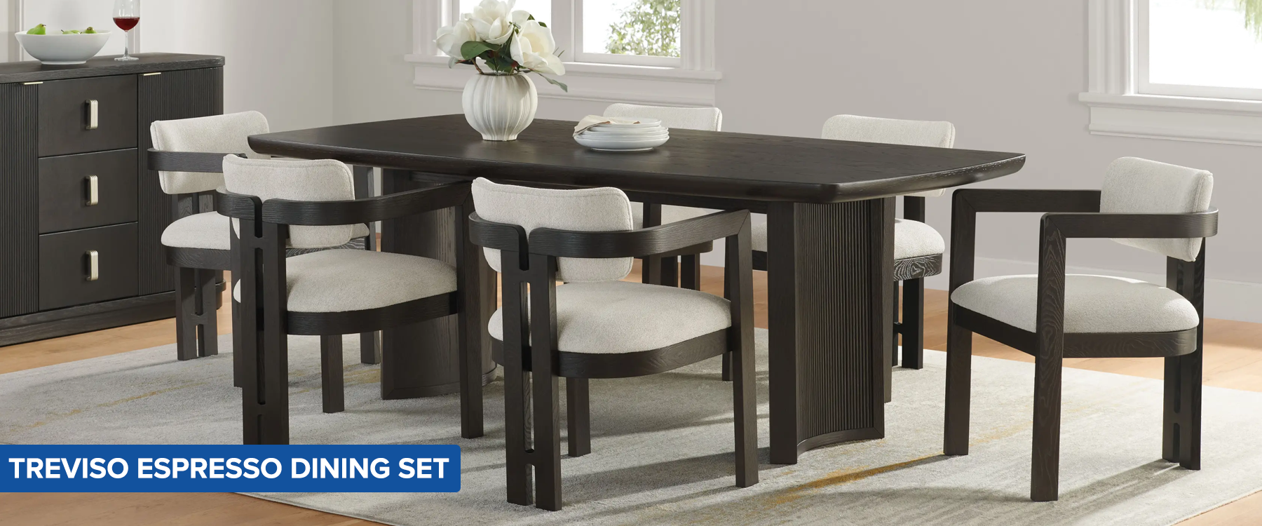 Treviso Espresso Dining Set Stripe