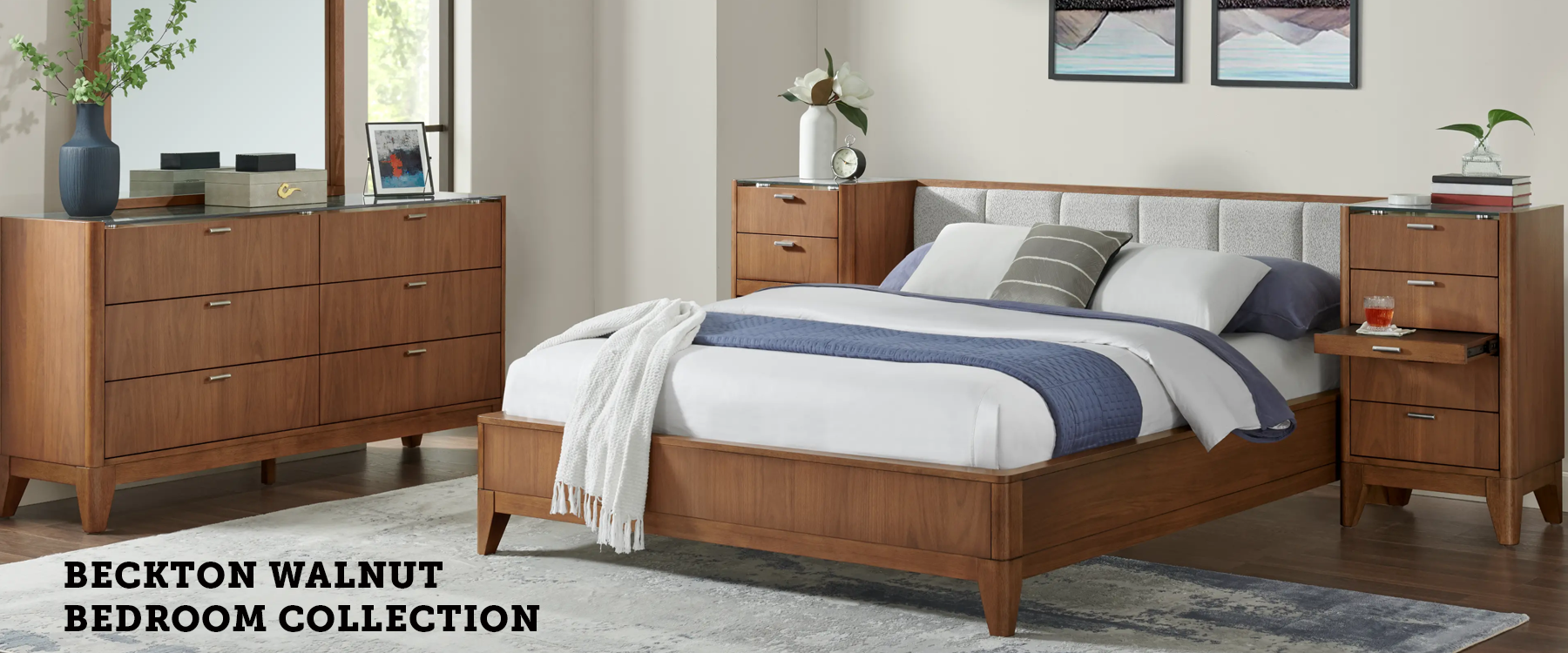 Beckton Walnut Bedroom Collection Stripe