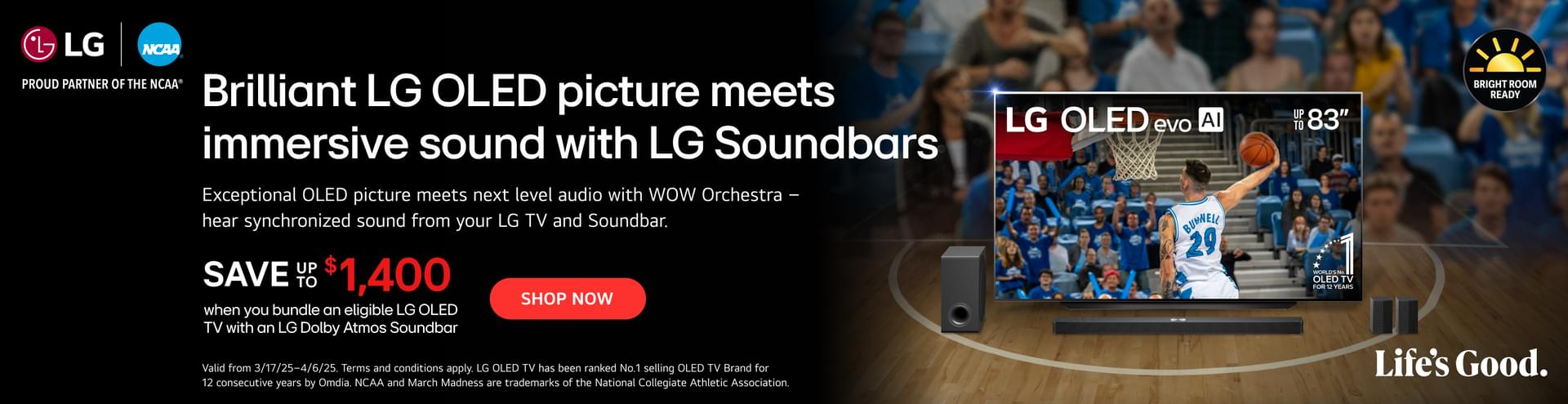 LG OLED TV and Soundbar Bundle Stripe March 2025