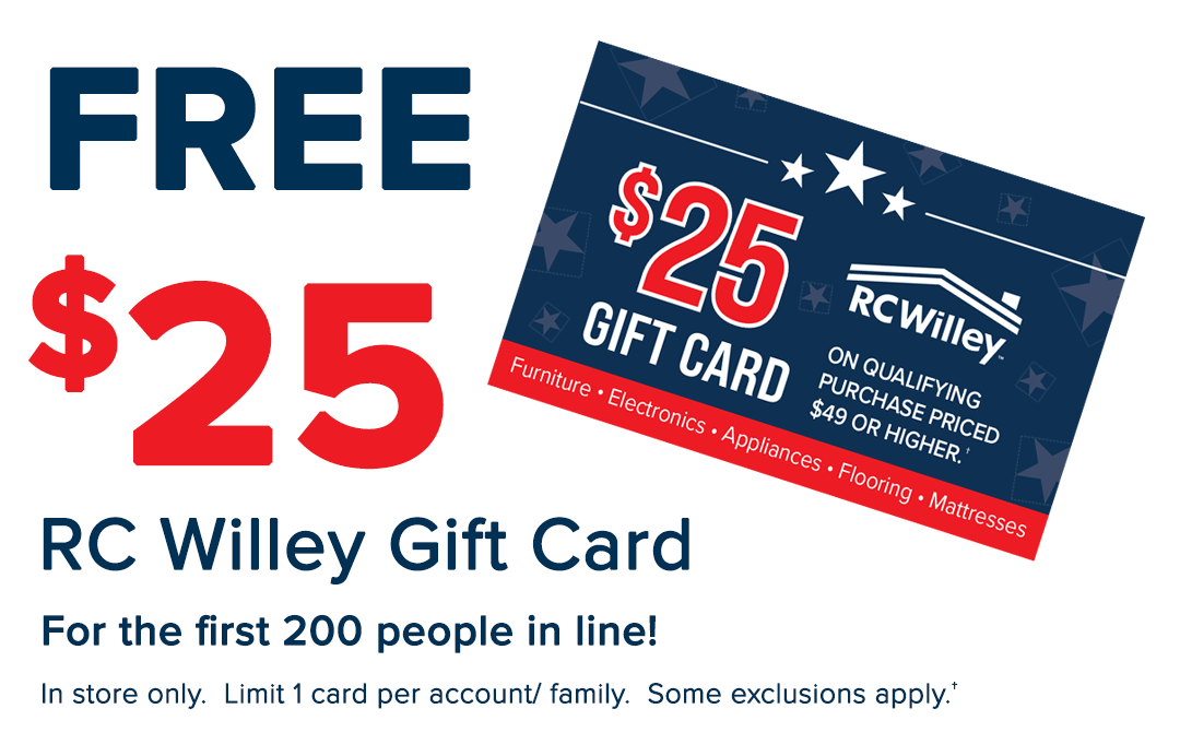 FREE $25 RC Willey Gift Card