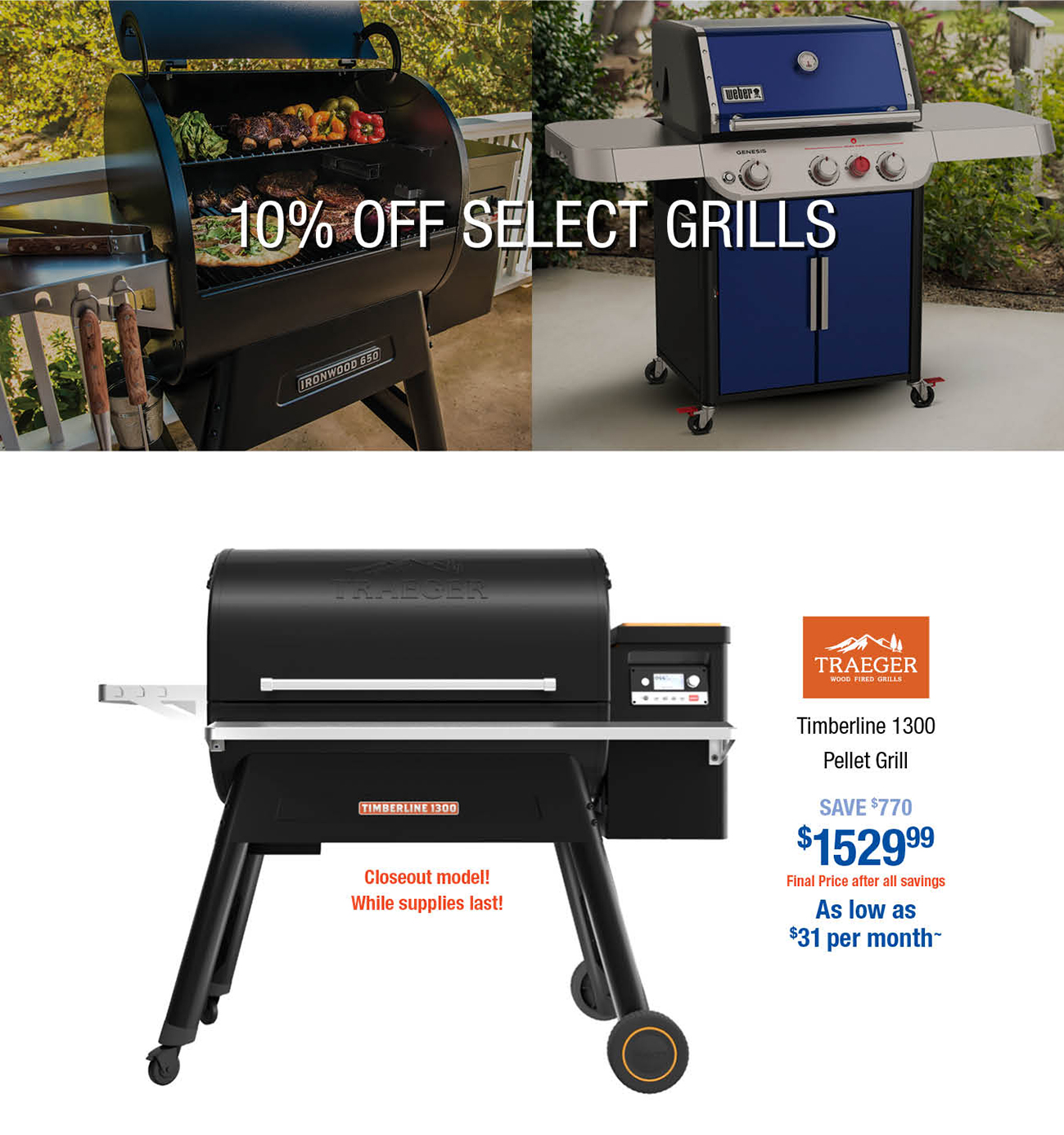 10% OFF SELECT GRILLS