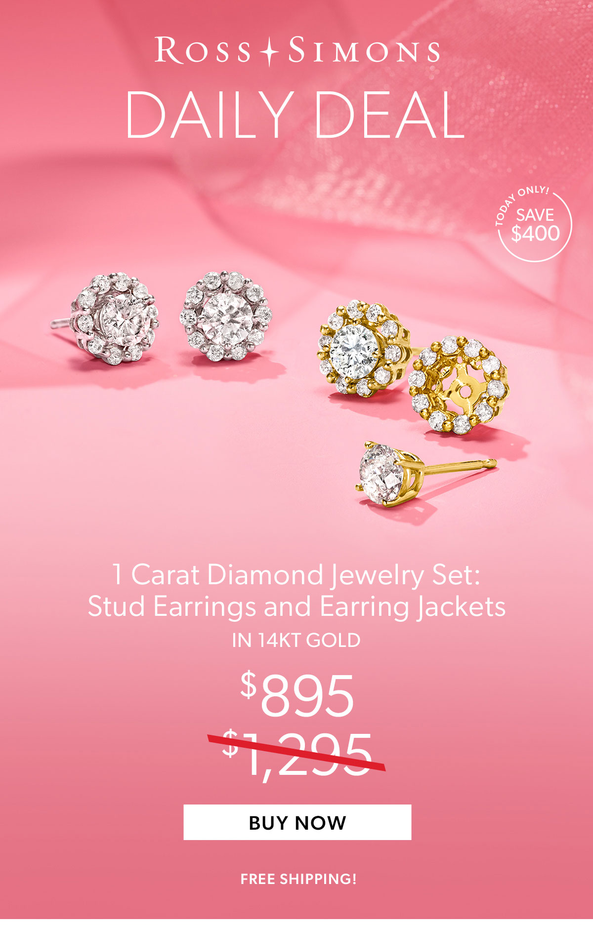 1 Carat Diamond Jewelry Set: Stud Earrings and Earring Jackets. Buy Now