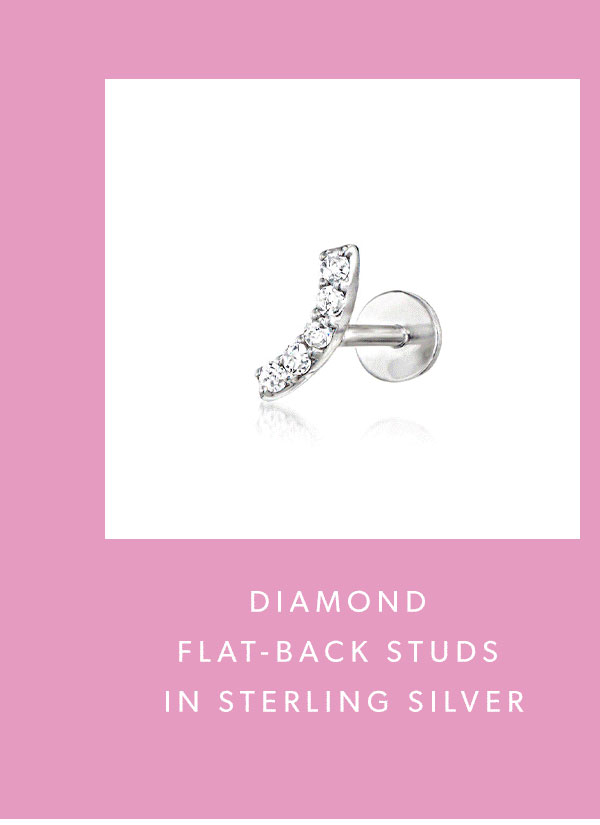 Diamond Flat-Back Studs in Sterling Silver