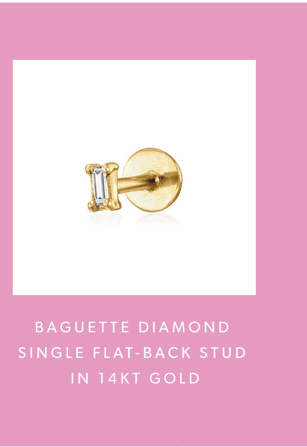Baguette Diamond Single Flat-Back Stud in 14kt Gold